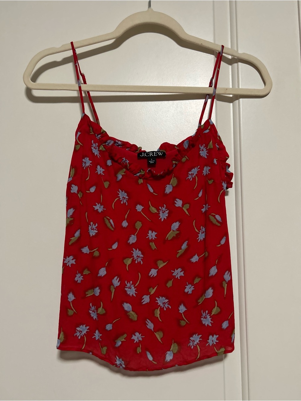 🔆🪻J. Crew Summer Red Floral Spaghetti-Strap Cami🪻🔆